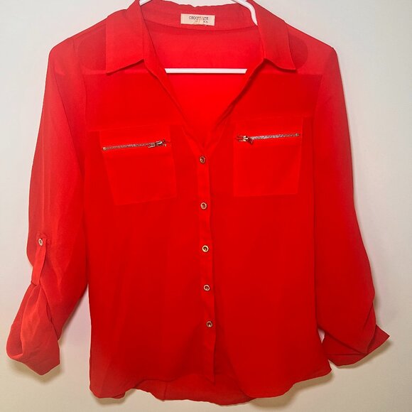 Chocolate Tops - Chocolate USA Red Button-Up Blouse – Size S